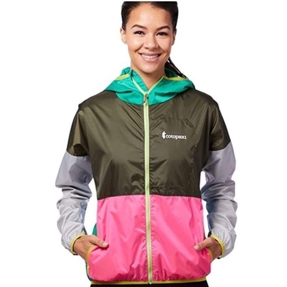 cotopaxi Jackets & Blazers - Cotopaxi Teca Green Pink Colorblock Full Zip Windbreaker Jacket